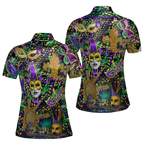 Mardi Grass Color Festival Polo Shirt For Women