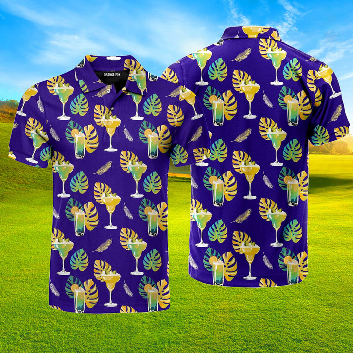 Margarita Tequila Leaf Purple Polo Shirt For Men