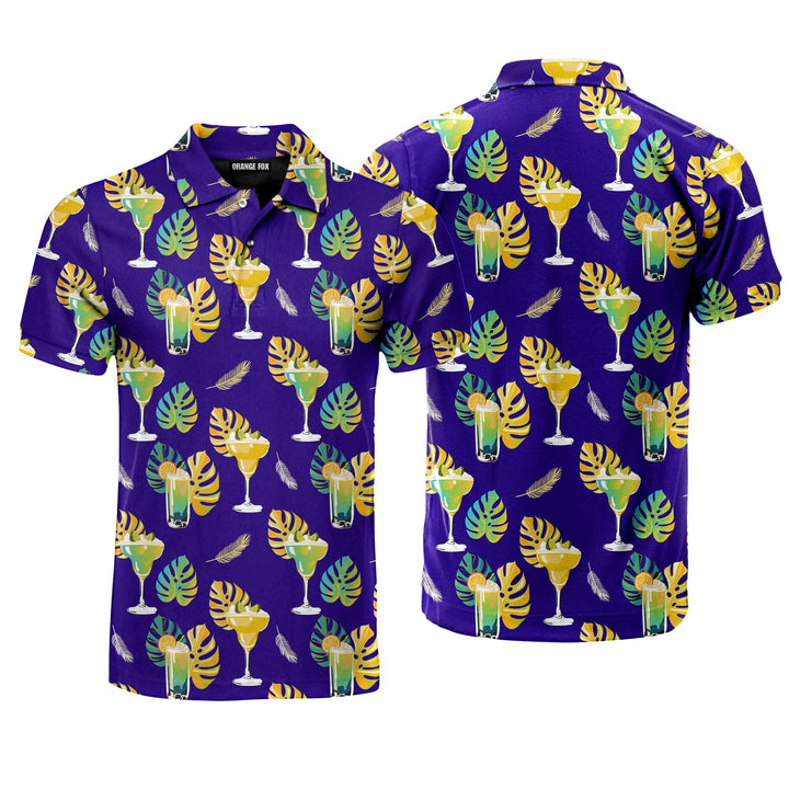 Margarita Tequila Leaf Purple Polo Shirt For Men