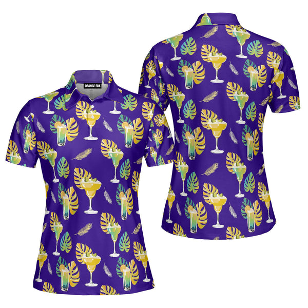 Margarita Tequila Leaf Purple Polo Shirt For Women