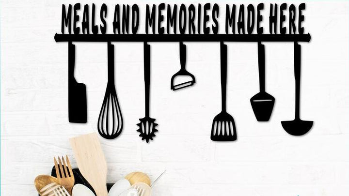 Meals and Memories Made Here Kitchen Decor - Cut Metal Sign