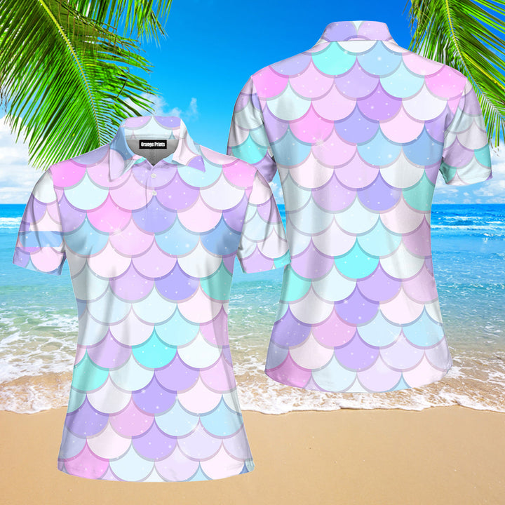 Mermaid Pattern Polo Shirt For Women