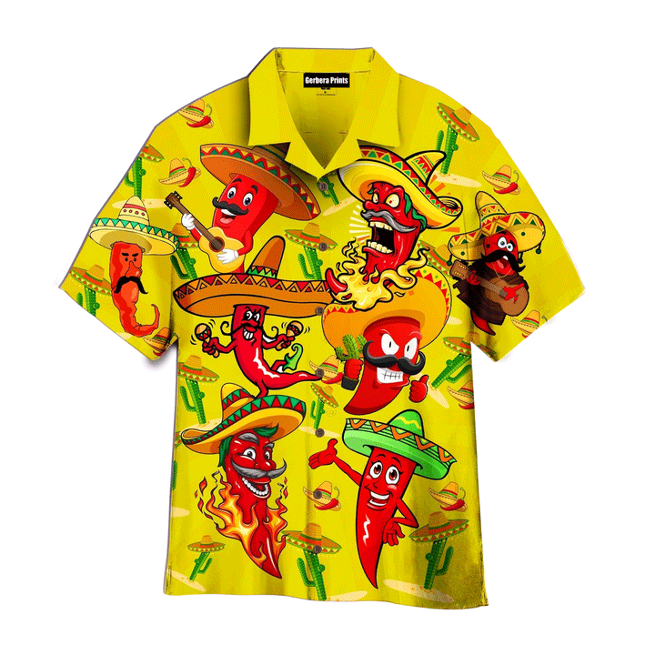Mexican Chilli Cinco De Mayo Yellow Aloha Hawaiian Shirts For Men and Women WT9020