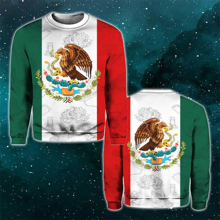 Mexican Mexico Flag 3D All Over Print | Unisex | Adult | HP1594-Crewneck Sweatshirt-Gerbera Prints.