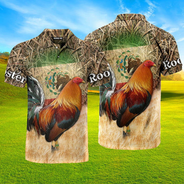 Mexican Rooster Camo Polo Shirt For Men