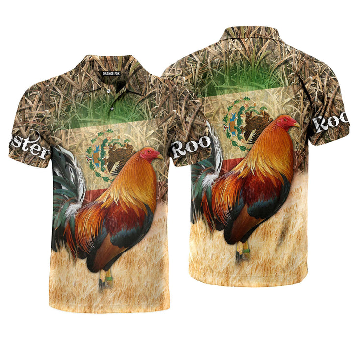 Mexican Rooster Camo Polo Shirt For Men