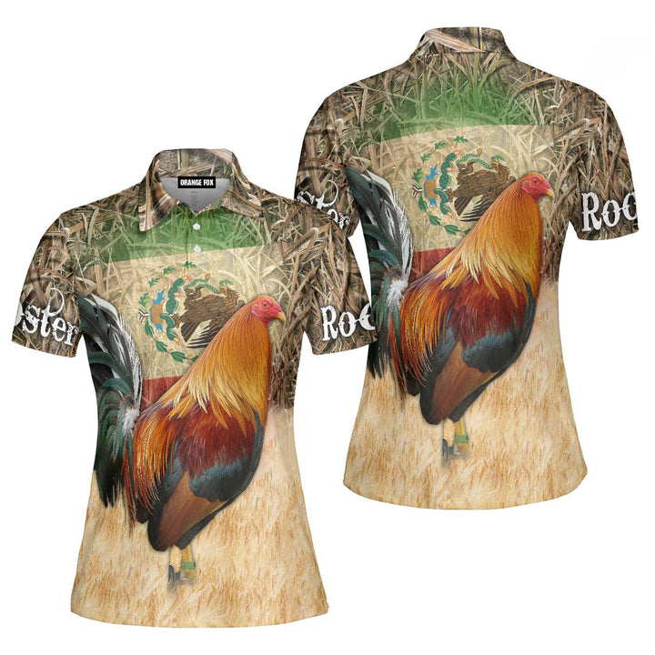 Mexican Rooster Camo Polo Shirt For Women