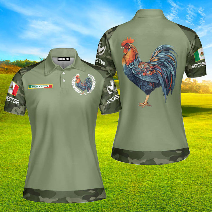 Mexican Rooster Camouflage Mexico Polo Shirt For Women