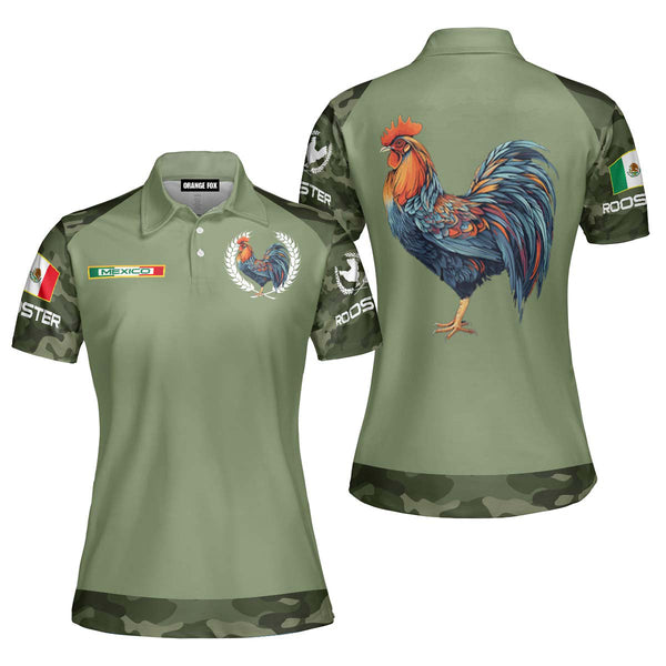 Mexican Rooster Camouflage Mexico Polo Shirt For Women