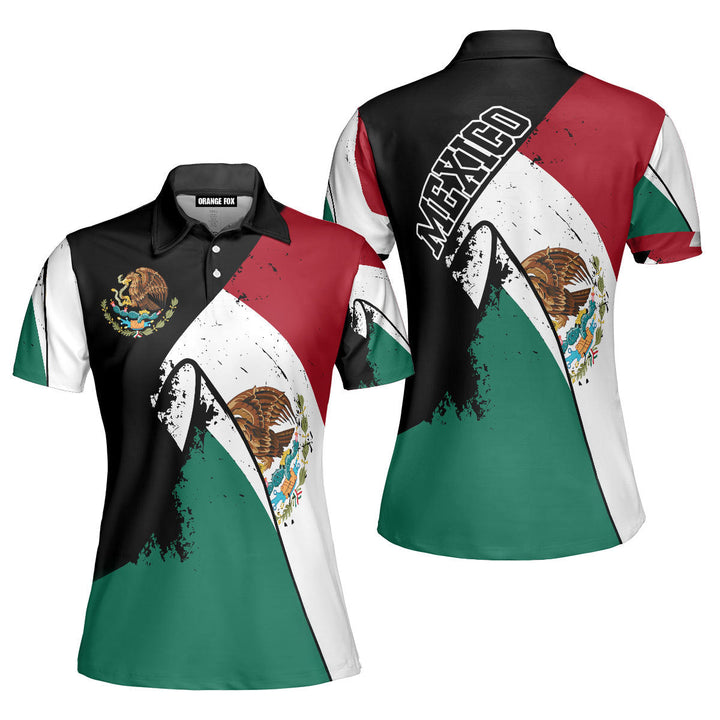 Mexico - Gift for Mexicanm, Women - Mexican Flag Grunge Polo Shirt