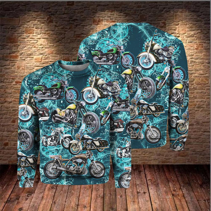 Motorcycles Once A Biker 3D All Over Print | Unisex | Adult | HP1735-Crewneck Sweatshirt-Gerbera Prints.