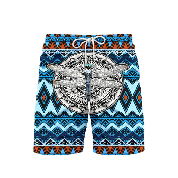 Native American Dragonfly Blue Beach Shorts For Men