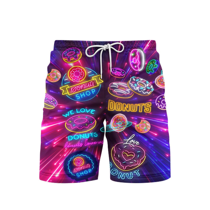 Neon Donuts We Love Donuts Beach Shorts For Men