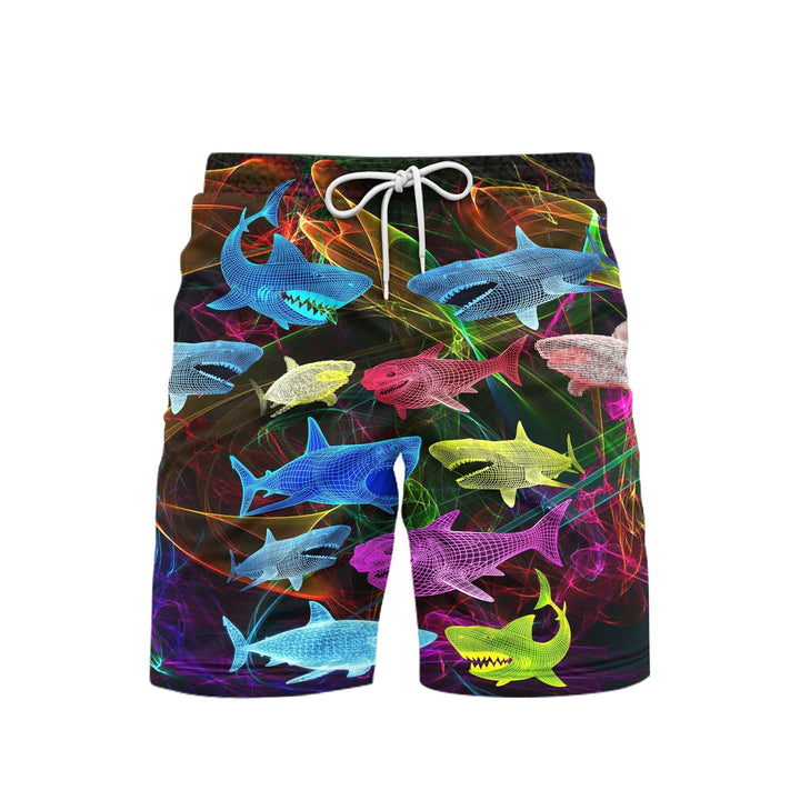 Neon Glowing Shark Beach Shorts For Men