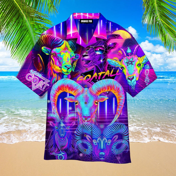 Neon Goat Goatally Purple Hawaiian Shirt For Men & Women