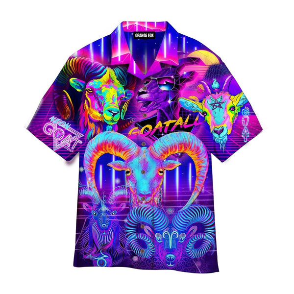 Neon Goat Goatally Purple Hawaiian Shirt For Men & Women