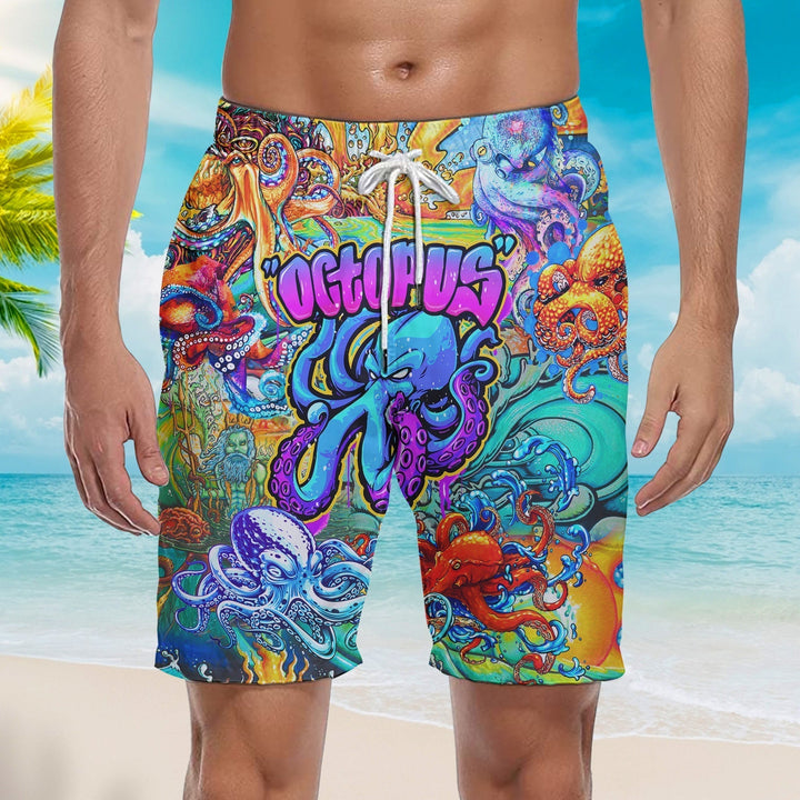 Octopus Colorful Hippie Beach Shorts For Men