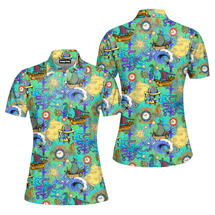 Octopus Sea Voyages Polo Shirt For Women