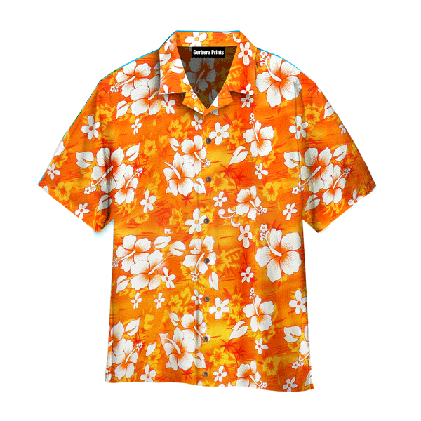 Orange Hibiscus Flowers Aloha Hawaiian Shirts For Men And For Women WT9199 gerbera prints