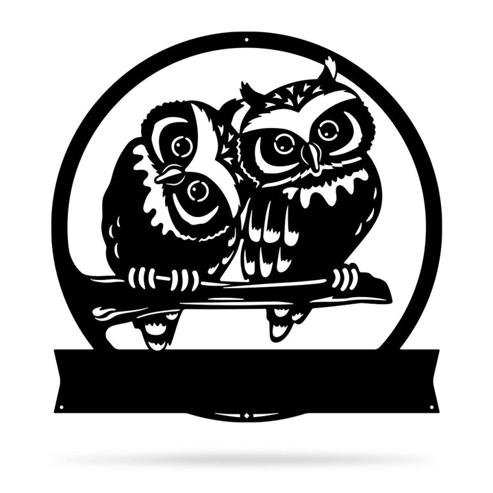 Owl Monogram Custom Cut Metal Sign | MN1078-Gerbera Prints.