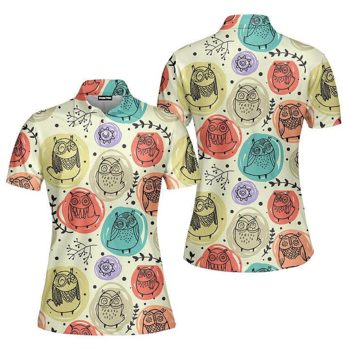 Owl Multicolor Amazing Design Polo Shirt For Women