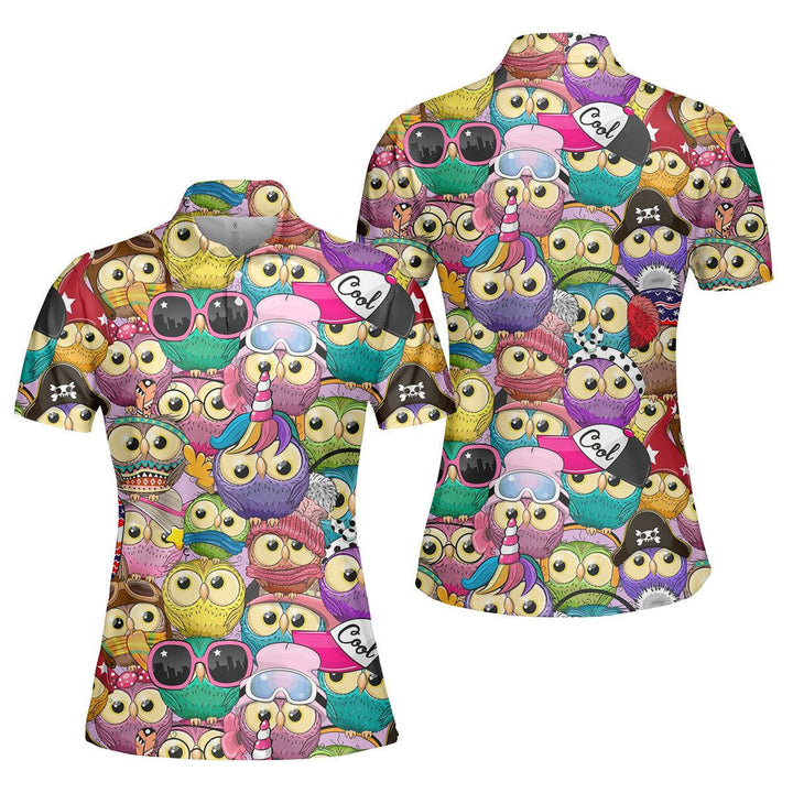 Owl Multicolor Amazing Polo Shirt For Women