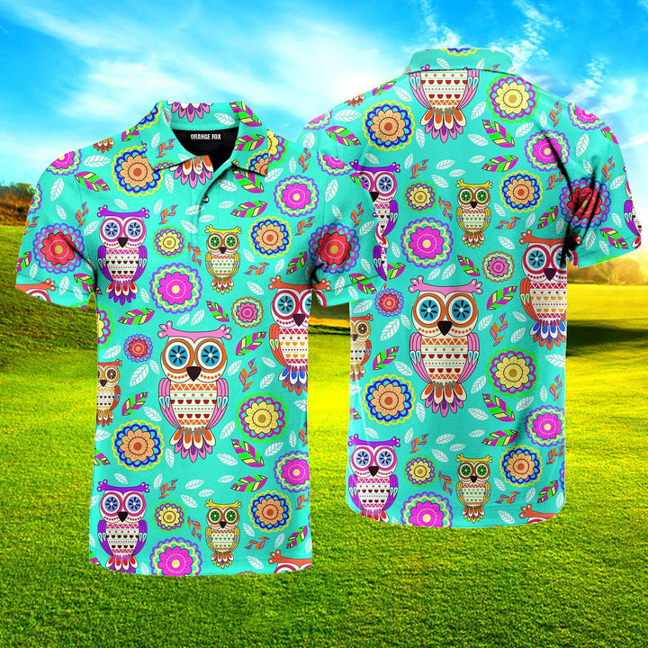 Owls Floral Tropical Polo Shirt For Men