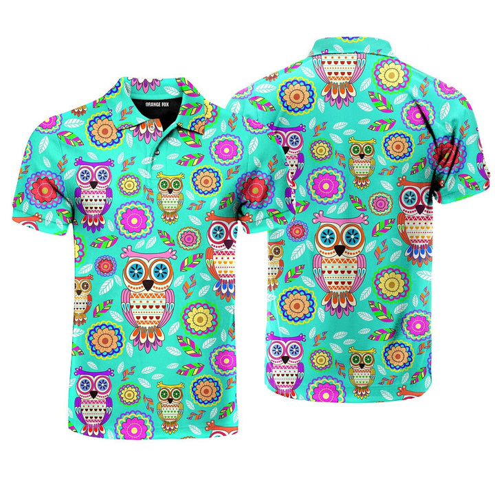 Owls Floral Tropical Polo Shirt For Men