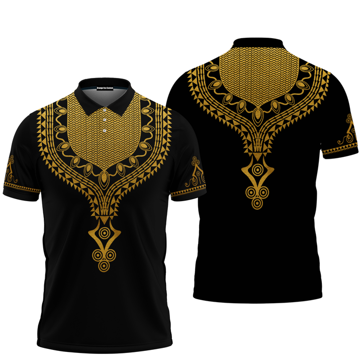 Gold Pattern Dashiki Polo Shirt For Men PO2077