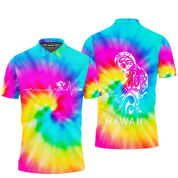 Hawaiian Warrior Tie Dye Polo Shirt For Men PO2340