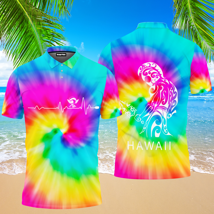 Hawaiian Warrior Tie Dye Polo Shirt For Men PO2340