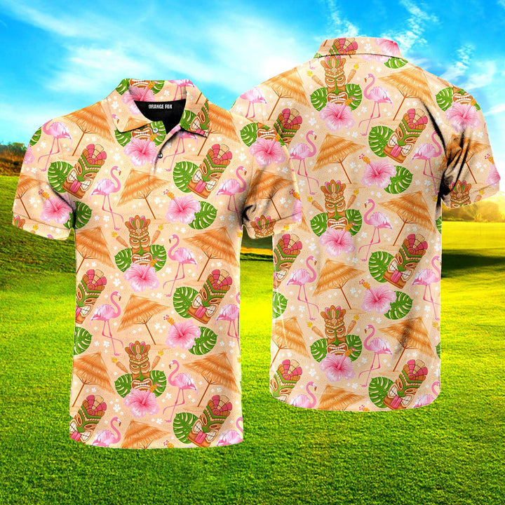 Tiki Mask Tropical Summer On Paradise Beach Polo Shirt For Men