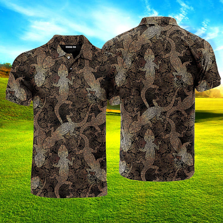 Gecko Lizards Mandala Polo Shirt For Men