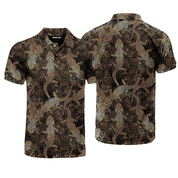 Gecko Lizards Mandala Polo Shirt For Men