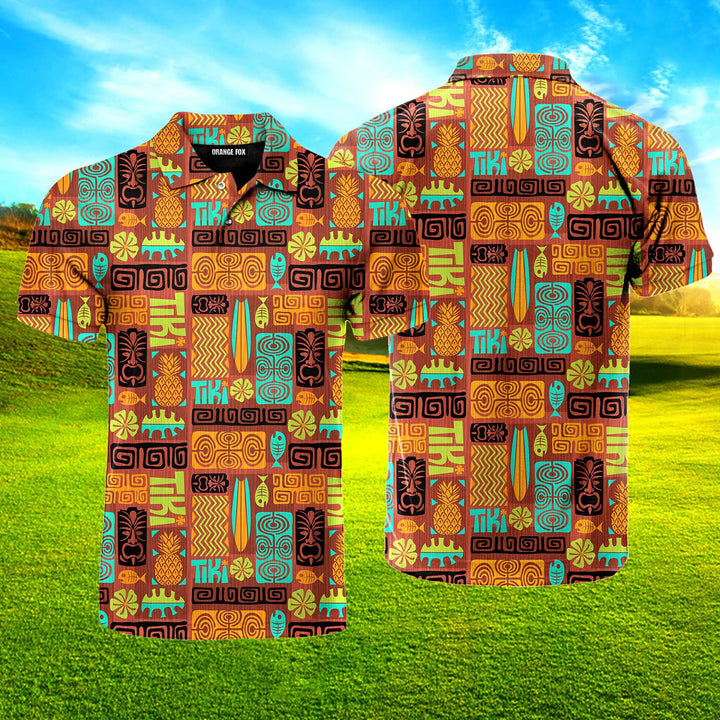 Exotic Tiki Pattern Polo Shirt For Men