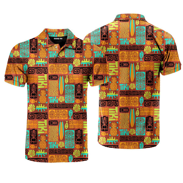 Exotic Tiki Pattern Polo Shirt For Men