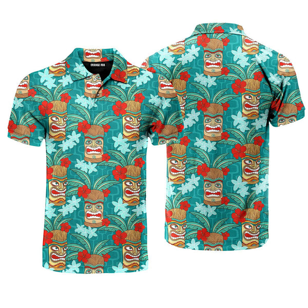 Tiki Mask Aloha Polo Shirt For Men