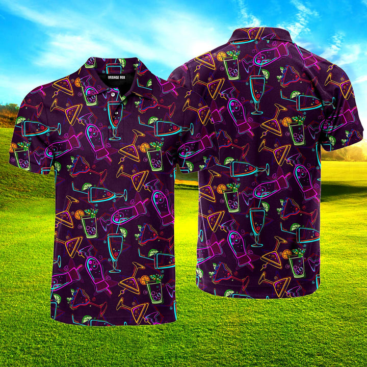 Amazing Night Happy Cocktails Flowers Polo Shirt For Men