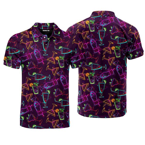 Amazing Night Happy Cocktails Flowers Polo Shirt For Men