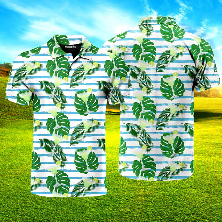 Glasses Of Margarita Cocktail Fresh Drinks Polo Shirt For Men