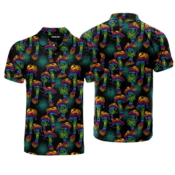 Psychedelic Magic Glowing Mushrooms Polo Shirt For Men