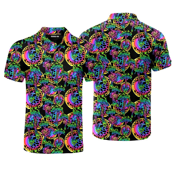 Psychedelic Magic Glowing Mushrooms Polo Shirt For Men