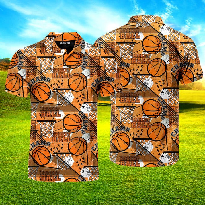 Orange Baseketball Champion Polo Shirt For Men