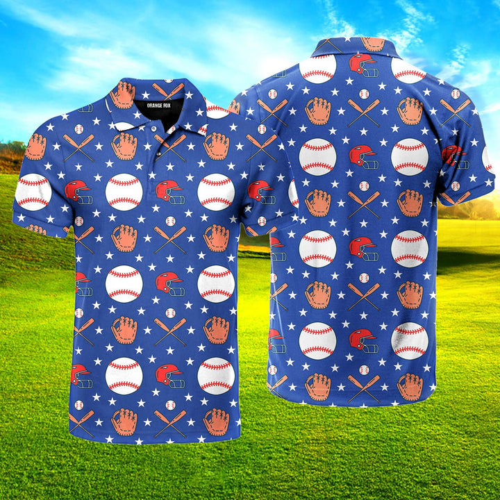 Blue Softball Game Polo Shirt For Men