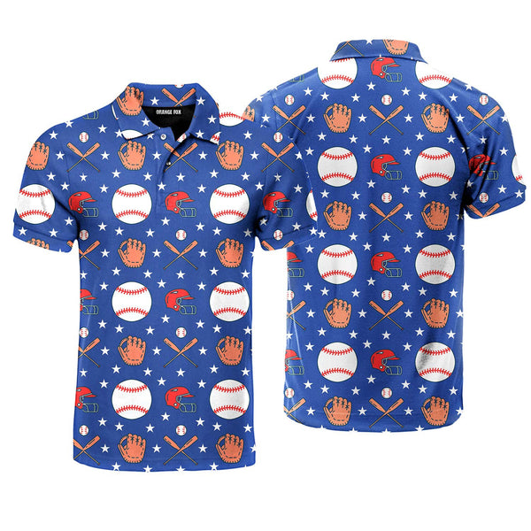 Blue Softball Game Polo Shirt For Men