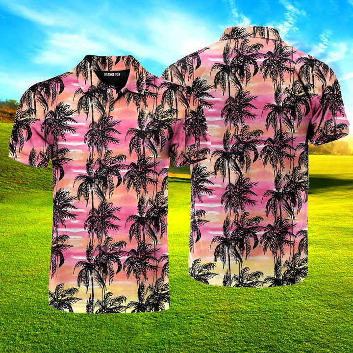 Tropical Vintage Palm Tree Polo Shirt For Men