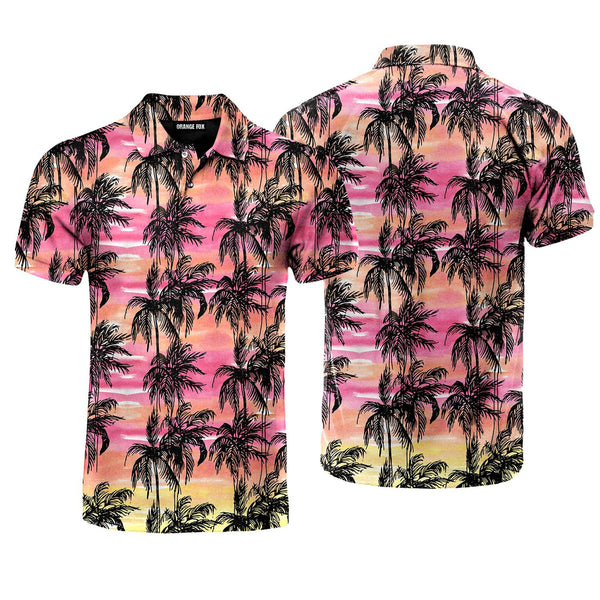 Tropical Vintage Palm Tree Polo Shirt For Men