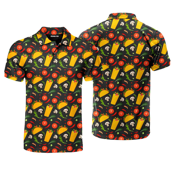 Burrito And Taco Pattern Polo Shirt For Men