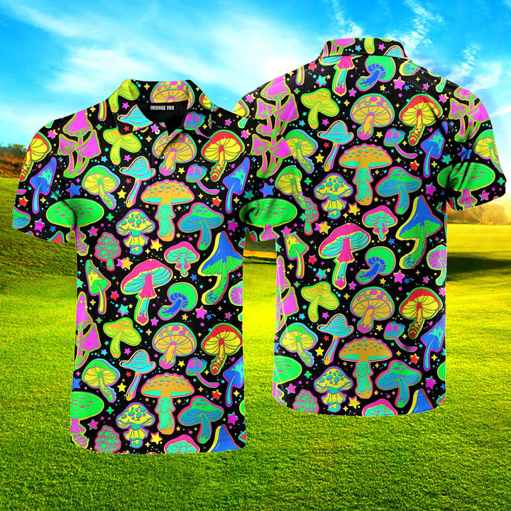 Bright Psychedelic Mushrooms Polo Shirt For Men