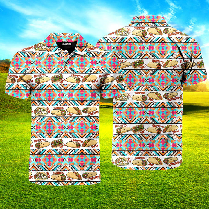 Taco And Burrito Mexican Polo Shirt For Men